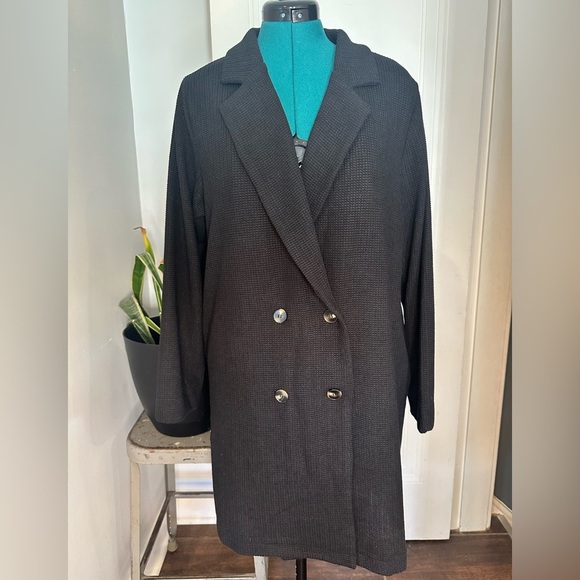 Cozy Co Waffle Knit Long Cardigan Black Knit size small - Picture 2 of 14